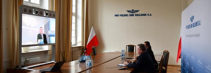 Wideokonferencja PKP Polskich Linii Kolejowych S.A. i Ambasadora Estonii w Polsce