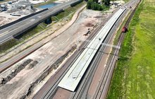 Stacja Pogorzelice Widok z góry na przebudowę stacji Pogorzelice, fot. Tomasz Kuźma, PLK SA