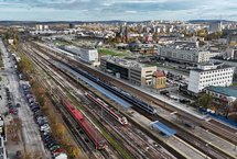 Stacja kolejowa Kielce Główne, widok z lotu ptaka, fot. Piotr Hamarnik