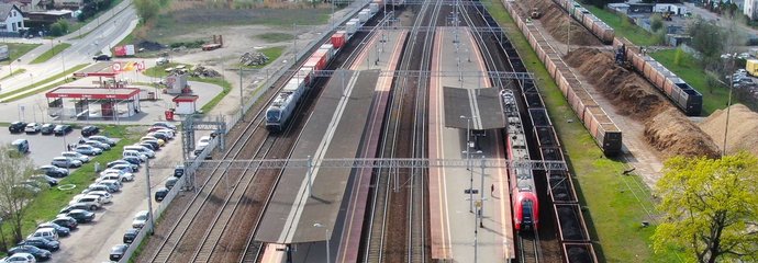 Widok z góry na stację Pruszcz Gdański. fot. Szymon Danielek PLK