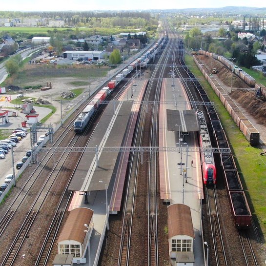 Widok z góry na stację Pruszcz Gdański. fot. Szymon Danielek PLK