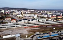 Widok na zmodernizowaną stację Skarżysko-Kamienna z lotu ptaka, fot. Piotr Hamarnik