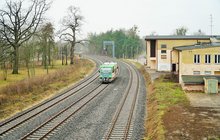 Pociąg jadący w kierunku stacji Hajnówka