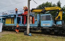 Stacja Wadowice - pociąg sieciowy - prace, fot. Dorota Szalacha