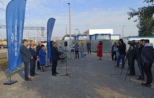 Briefing prasowy na stacji we Włocławku, Ireneusz Merchel, prezes zarządu PLK informuje media na temat inwestycji fot. Martyn Janduła