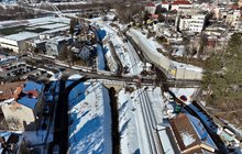 Ściana oporowa przy ul. Kościuszki w Nowym Sączu, widok z lotu ptaka, fot. Krzysztof Dzidek