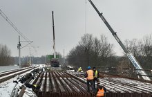 Prace przy budowie wiaduktu nad ul. Długą w Zgierzu.