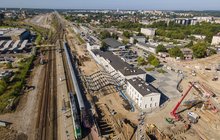 Stacja Białystok - widok na plac budowy z drona fot Łukasz Bryłowski PKP Polskie Linie Kolejowe SA.