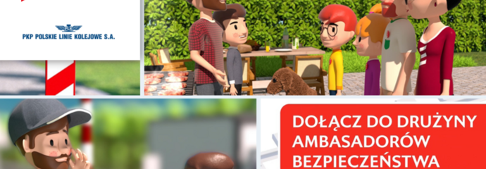 Grafika ze screenami z animacji, podpis dołącz od drużyny ambasadorów bezpieczeństwa cz2