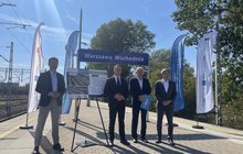 Przedstawiciele Ministerstwa Infrastruktury, Polskich Linii Kolejowych i Miasta Warszawa podczas briefingu na stacji Warszawa Wschodnia, fot. Anna Znajewska-Pawluk