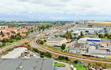 Widok na przystanek Gdańsk Kolonia oraz na Gdańsk Stadion Expo 