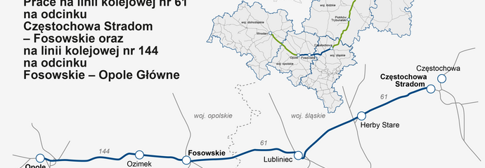 Mapa linii kolejowych 144 i 61 Opole _ Częstochowa autor M. Przybysz