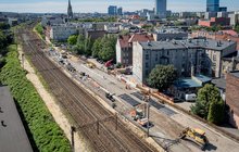 Przebudowa torów w Katowicach, z lotu ptaka widoczny postęp prac, fot. Łukasz Hachuła