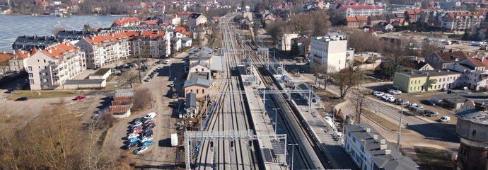 Widok z góry na zmodernizowaną stację Ostróda. fot. Łukasz Brylowski PLK