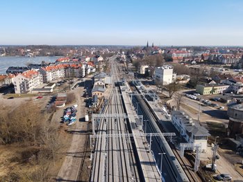 Widok z góry na zmodernizowaną stację Ostróda. fot. Łukasz Brylowski PLK
