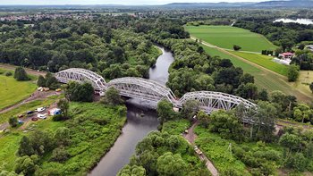 Remontowany most na Skawie, widok z lotu ptaka, fot. Piotr Hamarnik (1)