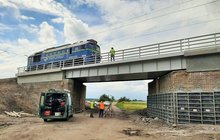 Prace nad przebudową wiaduktu koło Inowrocławia 