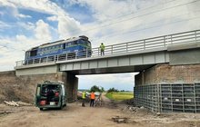Prace nad przebudową wiaduktu koło Inowrocławia 