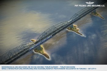Wizualizacja nowego mostu kolejowego w ramach modernizacji linii nr 353 na odc. Toruń Główny - Toruń Wschodni Wizualizacja nowego mostu kolejowego w ramach modernizacji linii nr 353 na odc. Toruń Główny - Toruń Wschodni; aut. PLK SA