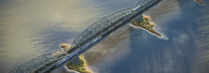 Wizualizacja nowego mostu kolejowego w ramach modernizacji linii nr 353 na odc. Toruń Główny - Toruń Wschodni Wizualizacja nowego mostu kolejowego w ramach modernizacji linii nr 353 na odc. Toruń Główny - Toruń Wschodni; aut. PLK SA
