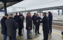 Stacja Kraków Bieżanów. Briefing prasowy z udziałem ministra infrastruktury, wojewody małopolskiego i wiceprezesa PLK SA. Autor Piotr Hamarnik