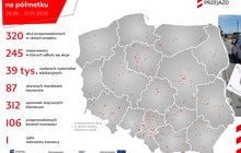 Mapa Polski z zaznaczonymi miejscami, w których odbyła się akcja Bezpieczny Piątek 