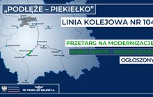 Mapa regionu, gdzie znajduje się omawiany odcinek, informacja że przetarg został ogłoszony