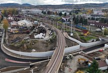 Nowe skrzyżowanie bezkolizyjne przy ul. Kolejowej w Nowym Sączu, widok z lotu ptaka, fot. Krzysztof Dzidek (1)