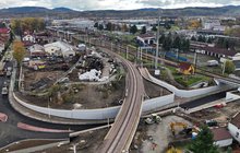 Nowe skrzyżowanie bezkolizyjne przy ul. Kolejowej w Nowym Sączu, widok z lotu ptaka, fot. Krzysztof Dzidek (1)