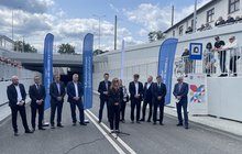 Małgorzata Kuczewska-Łaska, członek zarządu PLK SA, wypowiada się podczas otwarcia tunelu w Sulejówku, fot. Anna Znajewska-Pawluk