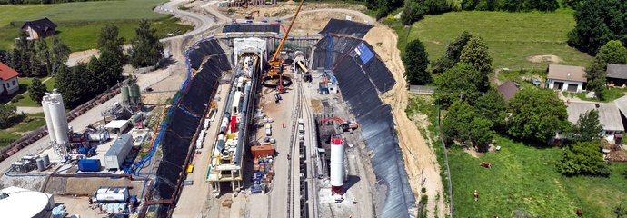 Miejsce pracy maszyn TBM, widok z lotu ptaka, fot. Krzysztof Dzidek (2)