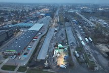 Łomża - budowa stacji, widok z drona, fot. Paweł Mieszkowski PKP Polskie Linie Kolejowe SA