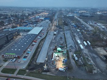 Łomża - budowa stacji, widok z drona, fot. Paweł Mieszkowski PKP Polskie Linie Kolejowe SA