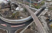 Nowe skrzyżowanie bezkolizyjne przy ul. Kolejowej w Nowym Sączu, widok z lotu ptaka, fot. Krzysztof Dzidek (2)