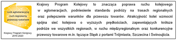 Krajowy Program Kolejowy to znacząca poprawa ruchu kolejowego w aglomeracjach, podniesienie standardu podróży na trasach regionalnych oraz polepszenie warunków dla przewozu towarów. Atrakcyjność kolei wzmocni spójna sieć kolejowa o wyższych prędkościach, zapewniających krótsze podróże we wszystkich regionach, w ruchu międzyregionalnym oraz konkurencyjne przewozy towarowe m.in. łączące Śląsk z portami Trójmiasta, Szczecina i Świnoujścia.