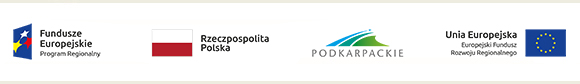 Logo Fundusze Europejskie - Program Regionalny, flaga Rzeczpospolita Polska, logo Województwo Podkarpackie, logo Unia Europejska - Europejski Fundusz Rozwoju Regionalnego