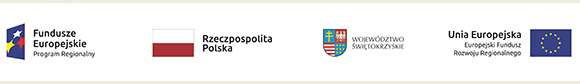 Logo Fundusze Europejskie - Program Regionalny, flaga Rzeczpospolita Polska, logo Województwo Świętokrzyskie, logo Unia Europejska - Europejski Fundusz Rozwoju Regionalnego