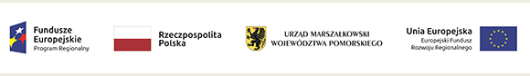 Logo Fundusze Europejskie - Program Regionalny, flaga Rzeczpospolita Polska, logo Województwo Pomorskie, logo Unia Europejska - Europejski Fundusz Rozwoju Regionalnego